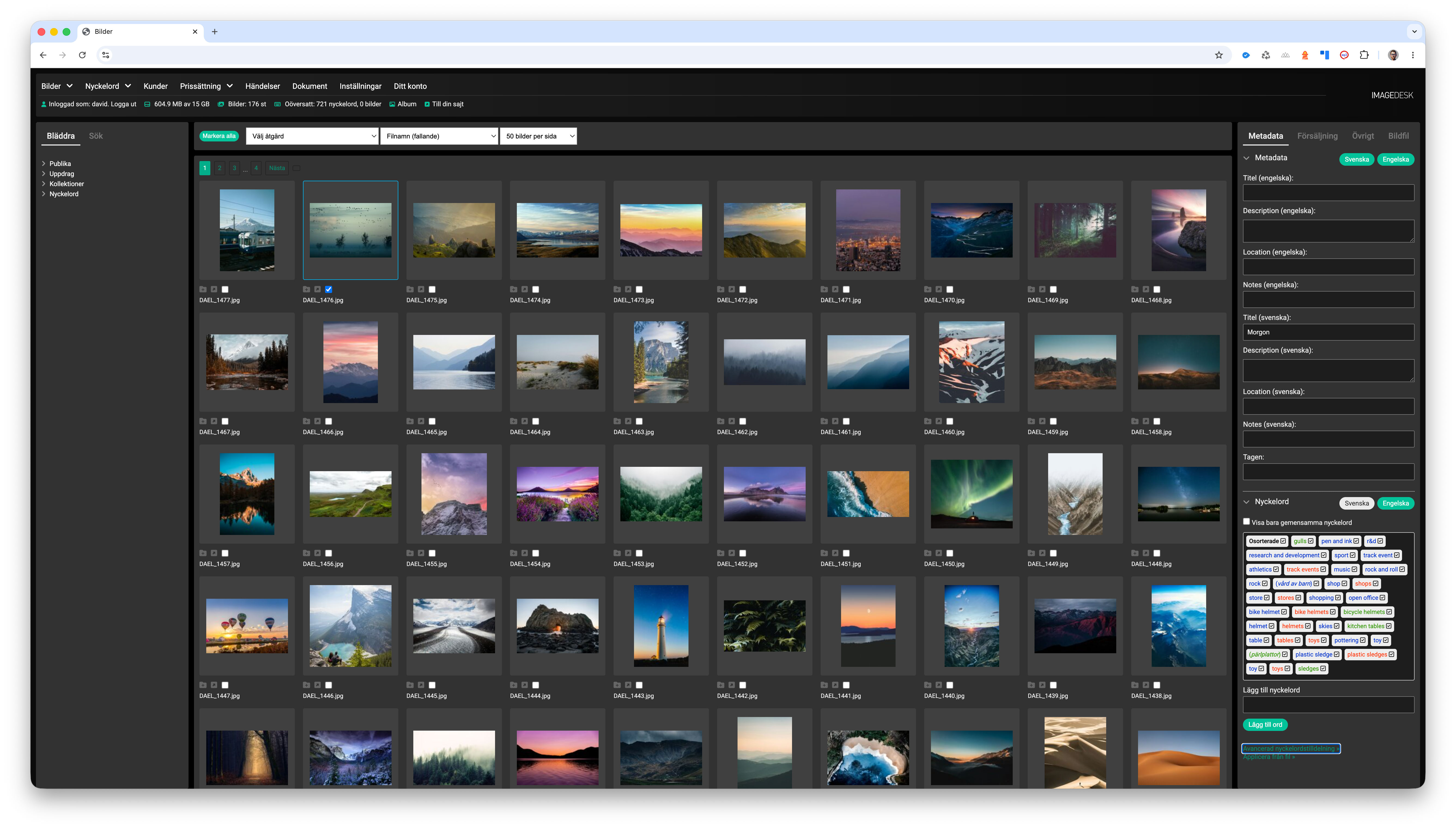 Administrationsvy i Imagedesk
